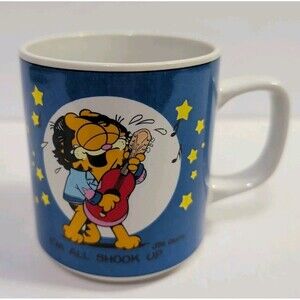VTG 1978 Enesco Garfield Cat as Elvis I'm All Shook Up Coffee Cup Mug Jim Davis